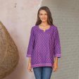 Radiant Orchid Blossom Purple Cotton Tunic For Sale