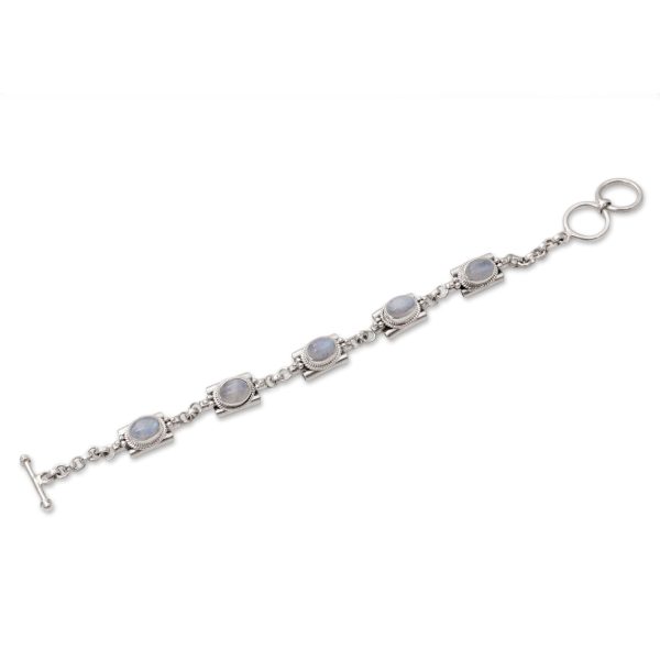 Misty Domes Silver & Rainbow Moonstone Bracelet Online