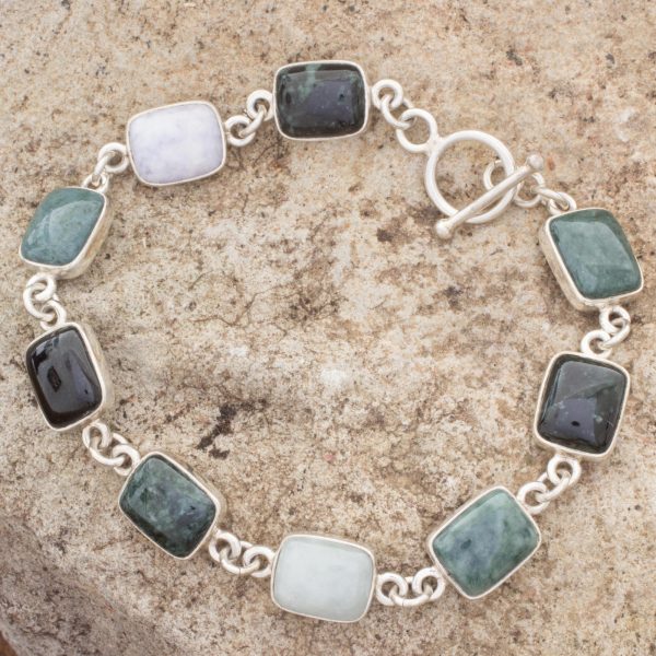 Ya ax Chich Colors Jade & Silver Link Bracelet Online now