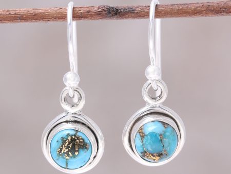 Adorable Moon in Blue Sterling Silver and Blue Composite Turquoise Earrings Online