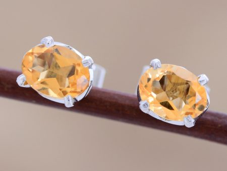 Scintillate Citrine Birthstone Stud Earrings from India on Sale