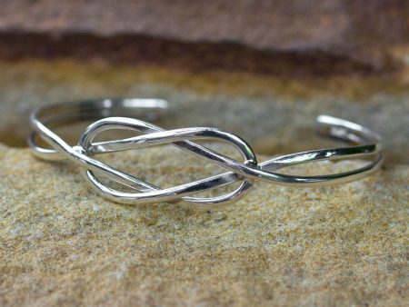 Love Knot Silver Cuff Bracelet on Sale