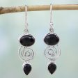 Onyx & Sterling Silver Dangle Earrings Online Hot Sale