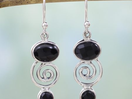 Onyx & Sterling Silver Dangle Earrings Online Hot Sale