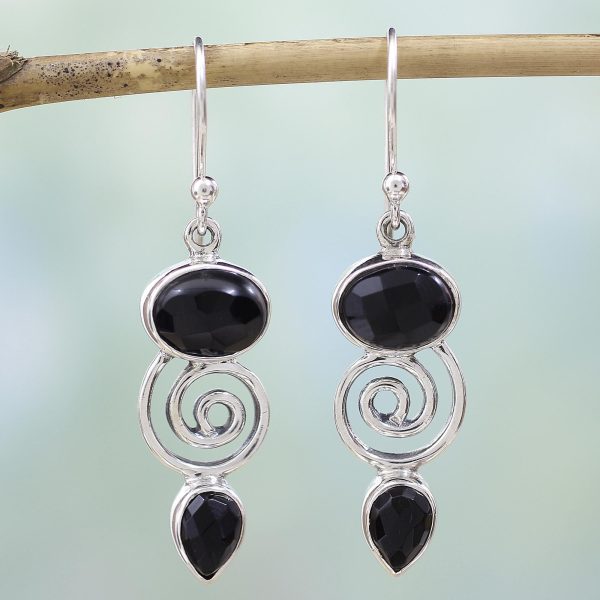 Onyx & Sterling Silver Dangle Earrings Online Hot Sale