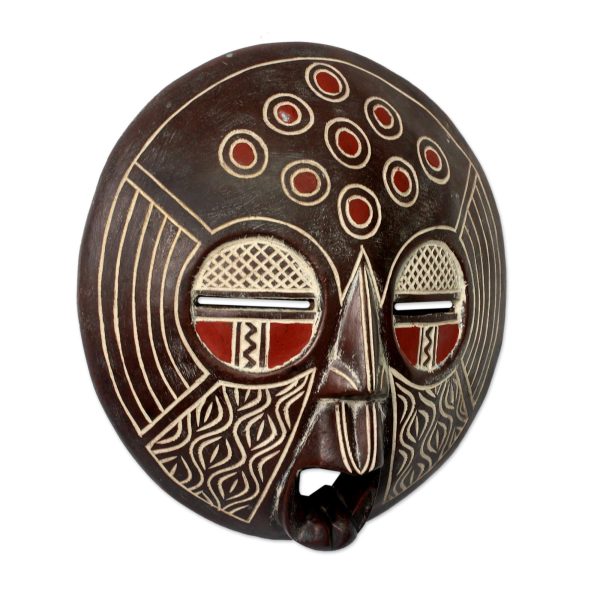 African Circles Decorative Wood Mask For Sale