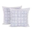 Slate Jali Floral Cotton Cushion Covers in Slate (16 in. Pair) For Discount