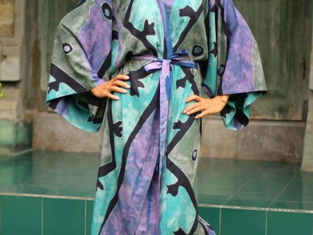 Seaside Blue Women s Batik Long Robe Sale