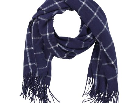 Navy Plaid Adaline Scarf For Cheap