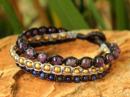 Urban Colors Amethyst & Brass Beaded Bracelet Online now