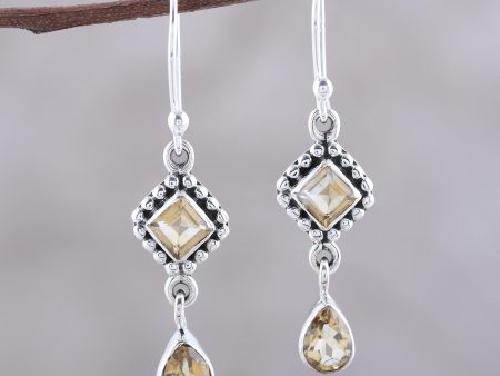 Shimmering Light Multi-Shape Citrine and Sterling Silver Dangle Earrings Hot on Sale