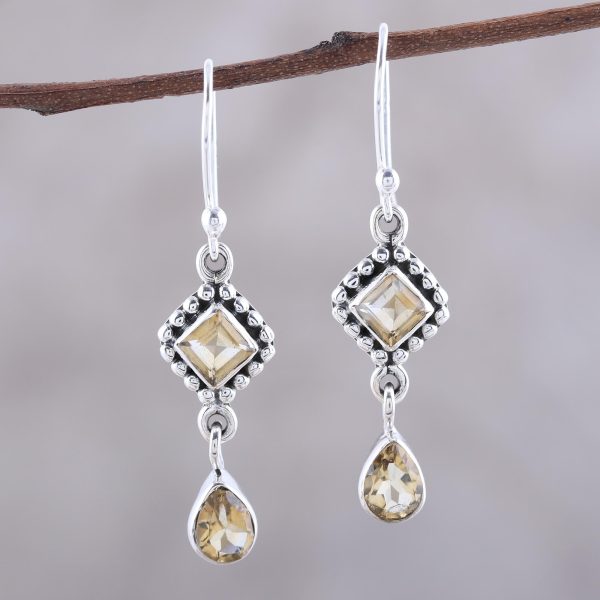 Shimmering Light Multi-Shape Citrine and Sterling Silver Dangle Earrings Hot on Sale