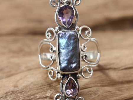 Lavender Myths Pearl Amethyst & Silver Ring Online Hot Sale