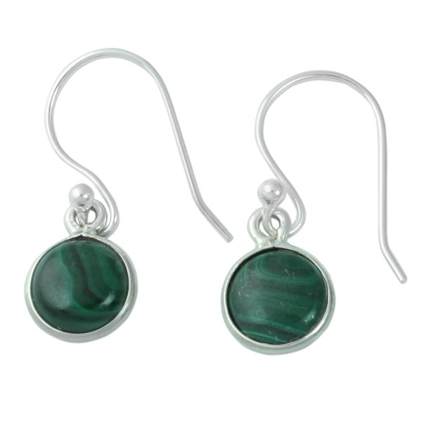 Malachite Spheres Silver Dangle Earrings Cheap