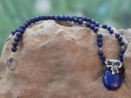 Lapis Lazuli & Sterling Silver Lily Necklace on Sale