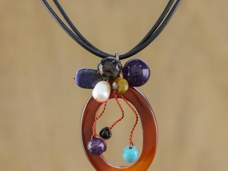 Lush Cosmos Multi-Gem Leather Necklace Hot on Sale