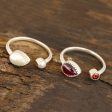 Stylish Flavor Garnet and Cultured Pearl Wrap Rings from India (Pair) Sale