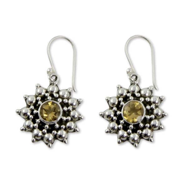 Star Citrine & Silver Dangle Earrings Fashion