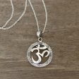 Meditative Medallion Sterling Silver Om Pendant Necklace from India Sale