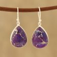 Regal Veins Purple Composite Turquoise Dangle Earrings from India Online Sale