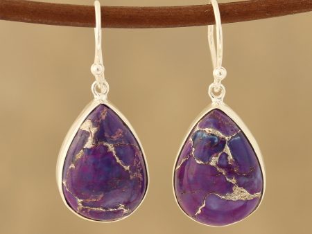 Regal Veins Purple Composite Turquoise Dangle Earrings from India Online Sale