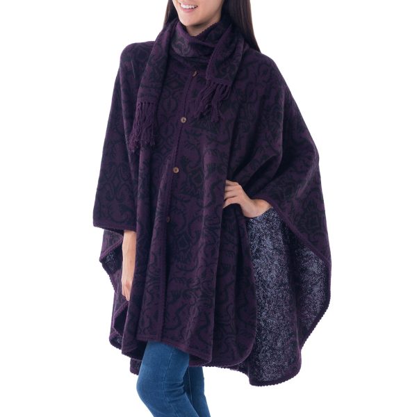 Purple Alpaca Blend Ruana Cloak For Cheap