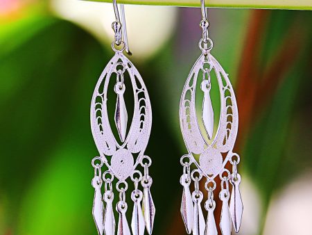 Shining Spears Silver Chandelier Earrings on Sale