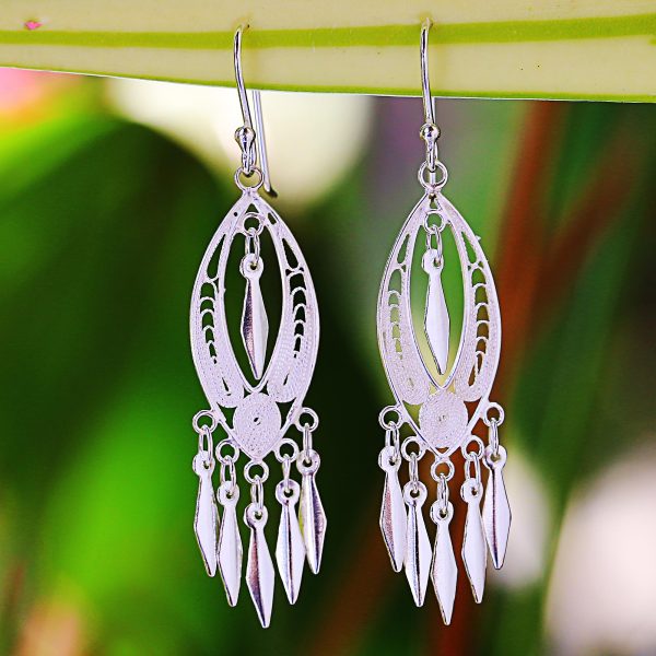 Shining Spears Silver Chandelier Earrings on Sale