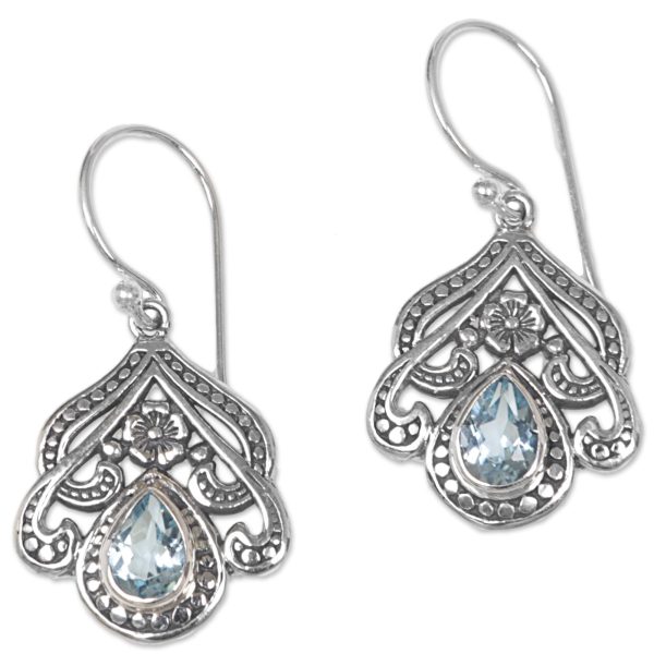 Summer Raindrops Blue Topaz Silver Dangle Earrings Online Sale