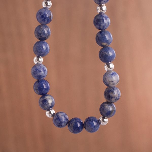 Ocean Dew Sodalite Silver Beaded Necklace Online