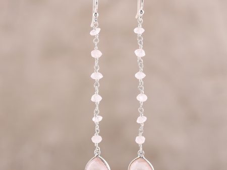 Morning Drops 4-Carat Rose Quartz Dangle Earrings from India Sale