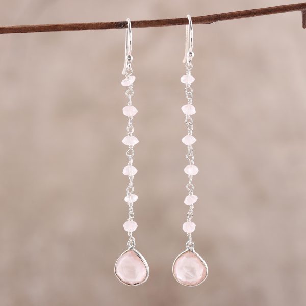 Morning Drops 4-Carat Rose Quartz Dangle Earrings from India Sale