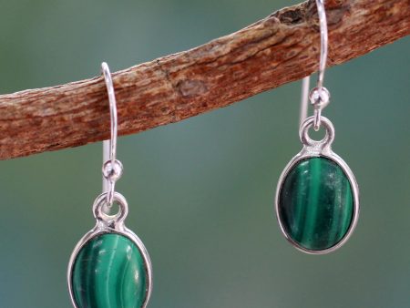 Verdant Paths Malachite Silver Dangle Earrings Online now