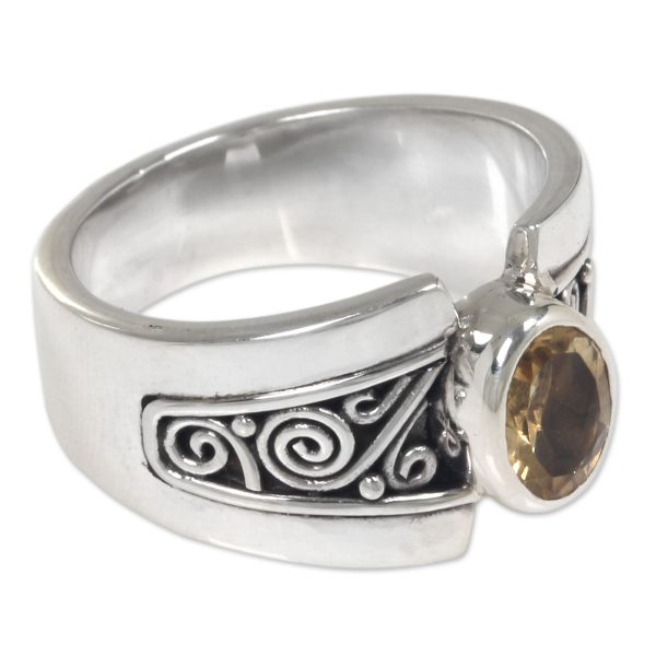 Yellow Karma Silver Citrine Ring Online Sale