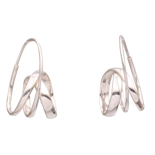 Modern Curls Silver Hoop Earrings Supply