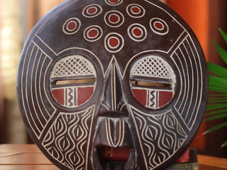 African Circles Decorative Wood Mask For Sale