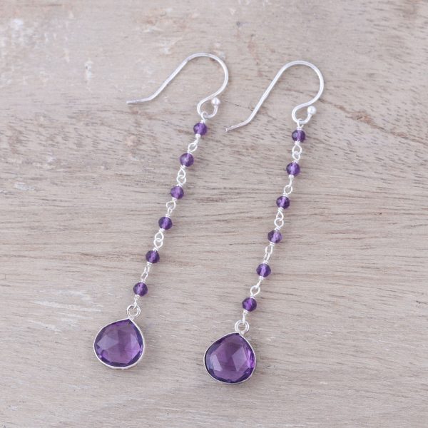 Morning Drops 8-Carat Amethyst Dangle Earrings from India Fashion