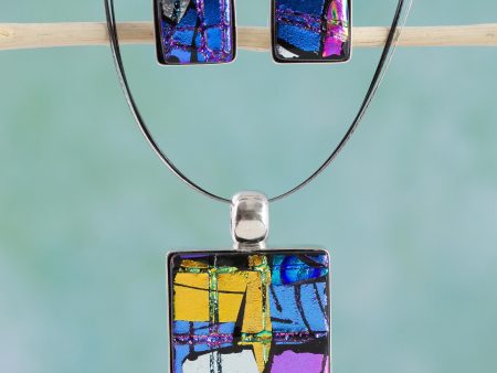 Jigsaw Sterling Silver & Glass Jewelry Set Cheap