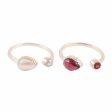 Stylish Flavor Garnet and Cultured Pearl Wrap Rings from India (Pair) Sale