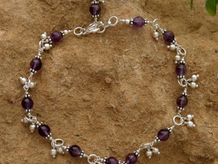 Purple Splendor Silver Amethyst Anklet Online Hot Sale