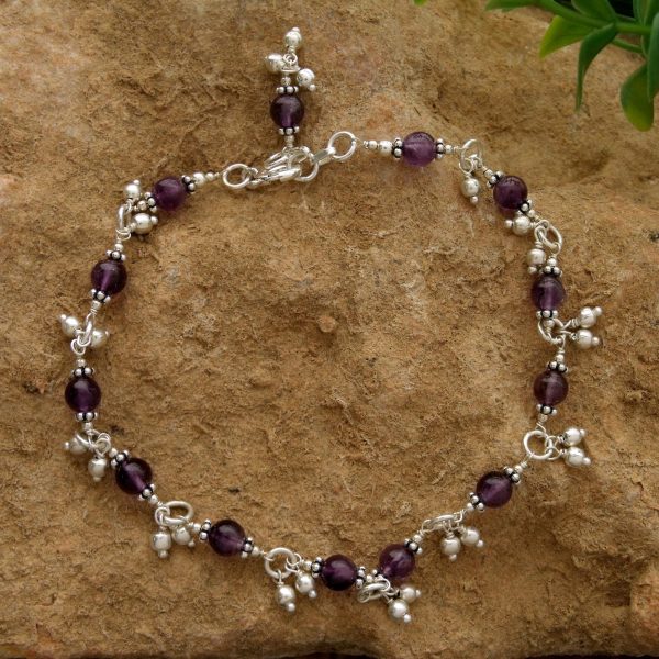 Purple Splendor Silver Amethyst Anklet Online Hot Sale