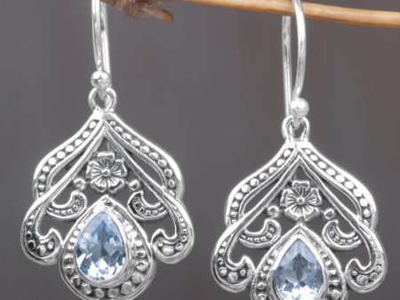 Summer Raindrops Blue Topaz Silver Dangle Earrings Online Sale