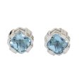 Peaceful Paradise Blue Topaz & Silver Button Earrings Sale