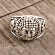 Meditating Buddha Sterling Silver Buddha Band Ring from India Hot on Sale