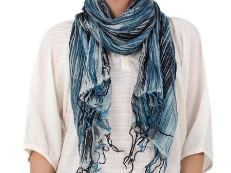 Speckled Field in Azure Cotton Scarf For Cheap