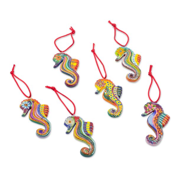 Seahorse Squardron Painted Ceramic Hanging Ornaments Cheap