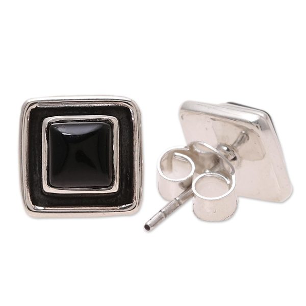 Midnight Frame Square Onyx Stud Earrings from India Discount