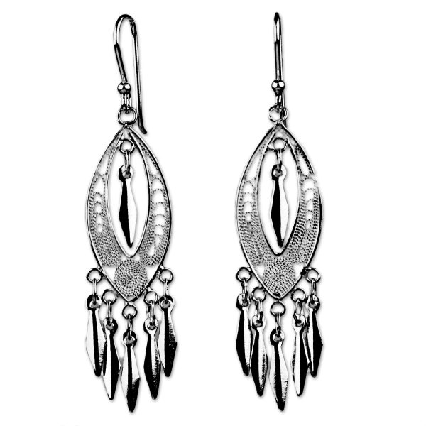 Shining Spears Silver Chandelier Earrings on Sale