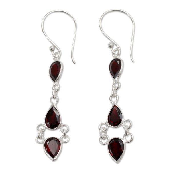 Mystic Wonder Garnet & Silver Dangle Earrings Online Hot Sale