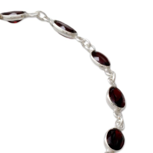 Romantic Red Garnet Silver Tennis Bracelet For Discount